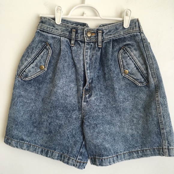 Pants - VTG 80s High Waisted Acid Washed Jean Shorts S 4